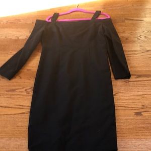 Open shoulder black dress with tags